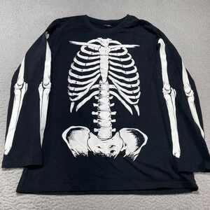 Funny World Glow in The Dark Men's XL Long Sleeve Skeleton Halloween T-Shirt